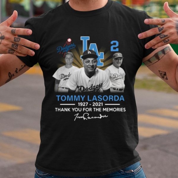 Cool Los Angeles Dodgers Tommy Lasorda 1927 2021 Thank Memories Signature shirt