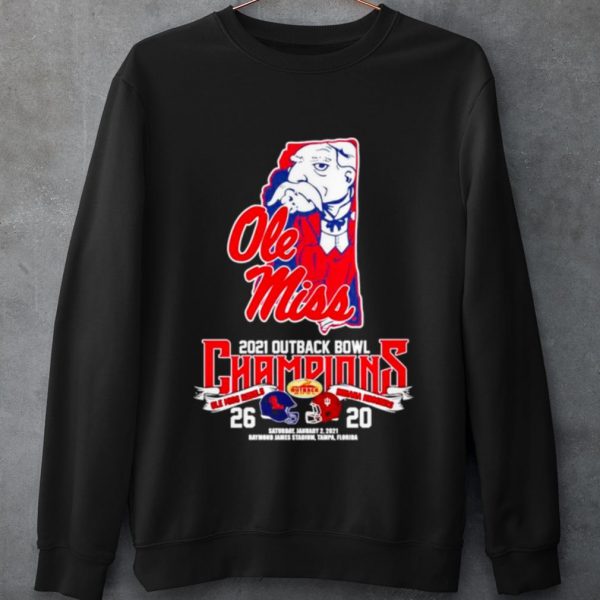 Cool Old Miss 2021 Outback Bowl Champions Ole Miss Rebels 26 Indiana Hoosiers 20 shirt