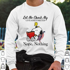 Top Snoopy and Woodstock Let Me Check My Giveashitometer Nope Nothing shirt 1