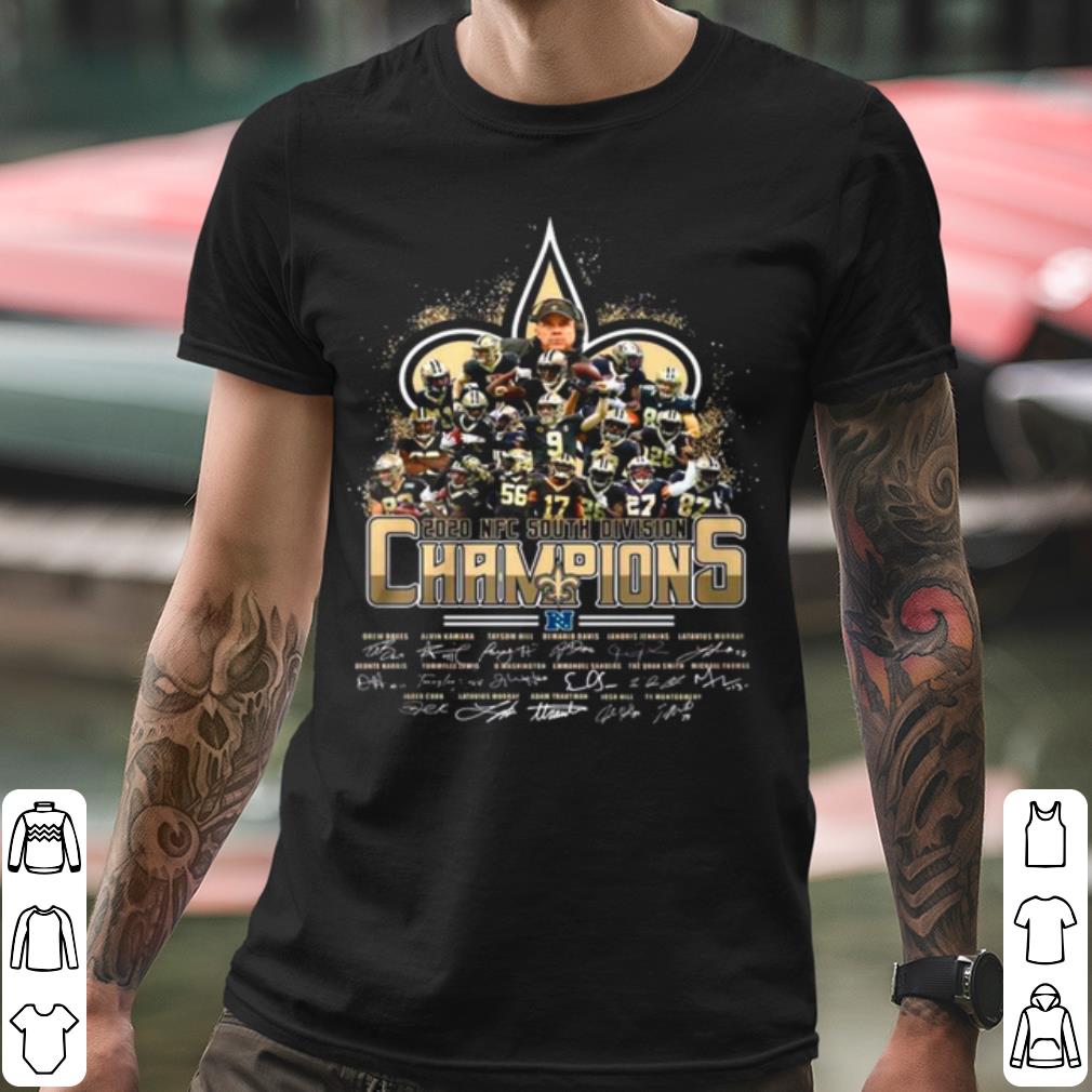 3444286c original new orleans saints 2020 nfc west division champions signatures shirt 4 - Original New Orleans Saints 2020 Nfc West Division Champions Signatures shirt