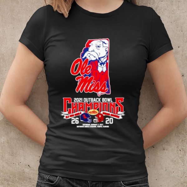 Cool Old Miss 2021 Outback Bowl Champions Ole Miss Rebels 26 Indiana Hoosiers 20 shirt