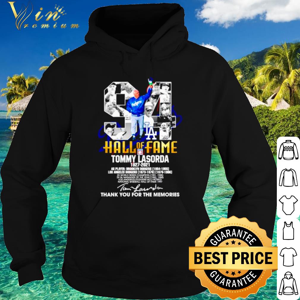 88a937c7 original 94 hall of fame tommy lasorda 1927 2021 thank the memories signature shirt 4 - Original 94 Hall Of Fame Tommy Lasorda 1927 2021 Thank The Memories Signature shirt