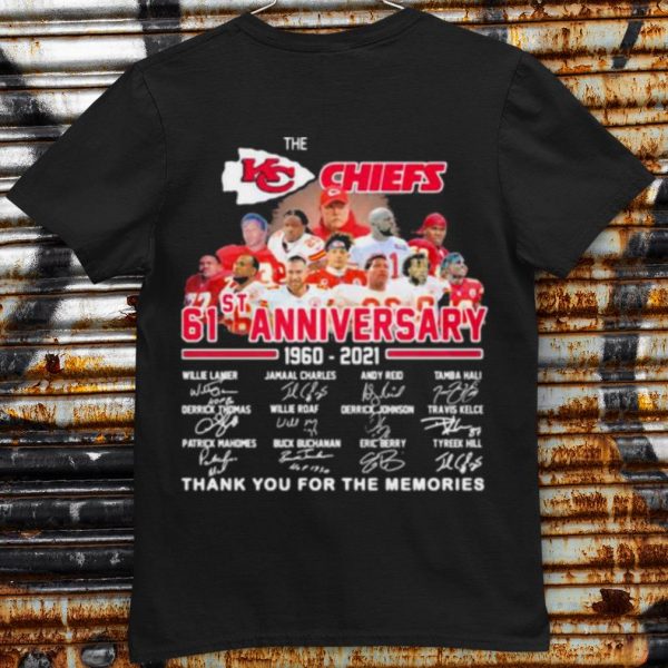 Nice Kansas City Chiefs 61st Anniversary 1960 2021 Thank Memories Signature shirt