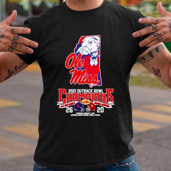 Cool Old Miss 2021 Outback Bowl Champions Ole Miss Rebels 26 Indiana Hoosiers 20 shirt