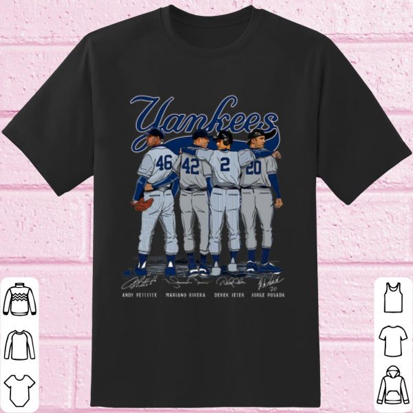 Official Yankees 46 Andy Pettitte 42 Mariano Rivera 2 Derek Jeter Signature shirt
