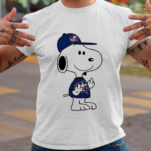 Top Snoopy Columbus Blue Jackets NHL Double Middle Fingers Fck You shirt