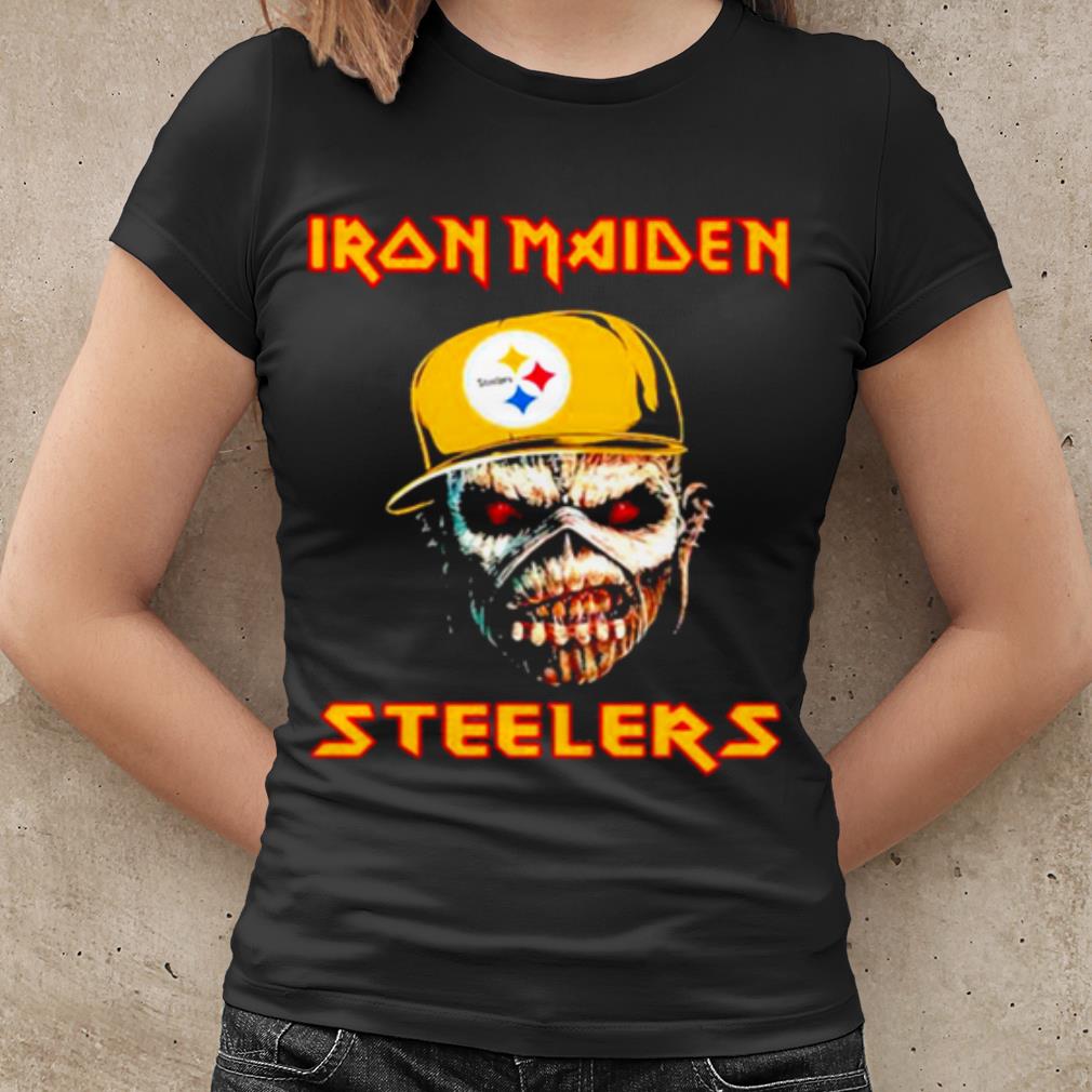 Top Iron Maiden Wear Hat Logo Steelers Football shirt Top Iron Maiden Wear Hat Logo Steelers Football shirt