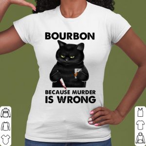 Pretty Black Cat Bouron Because Murder Is Wrong Drink Coffee shirt 1
