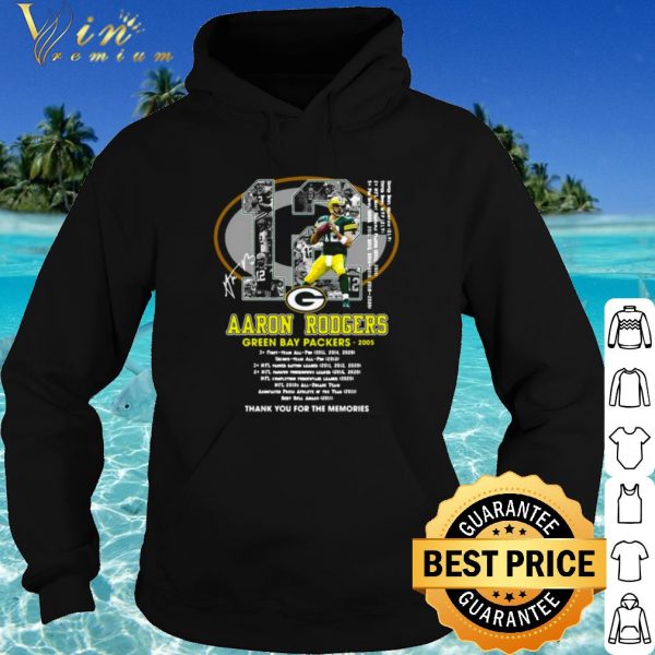 Cool 12 Aaron Rodgers Green Bay Packers Thank The Memories Signatures shirt