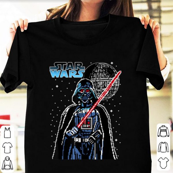 Official Star Wars 8-bit Pixel Darth Vader Death Star Graphic shirt