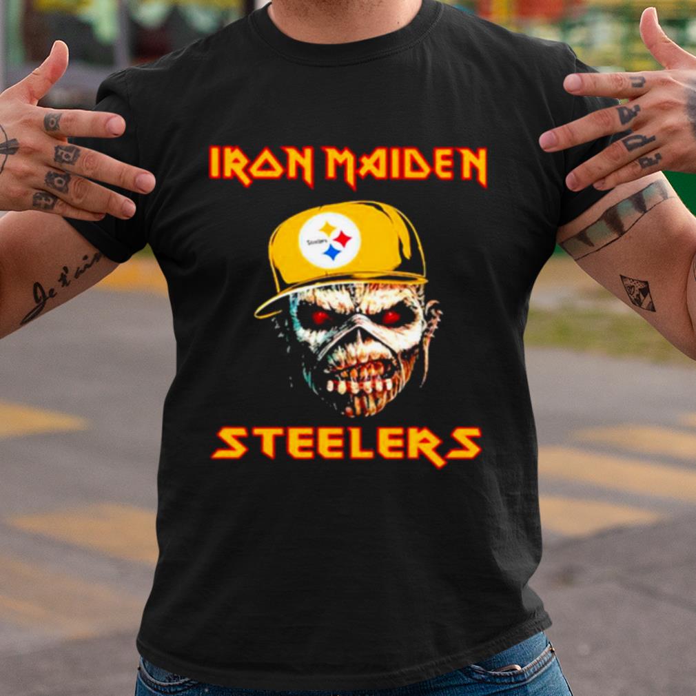 Top Iron Maiden Wear Hat Logo Steelers Football shirt Top Iron Maiden Wear Hat Logo Steelers Football shirt