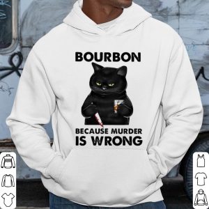 Pretty Black Cat Bouron Because Murder Is Wrong Drink Coffee shirt 2