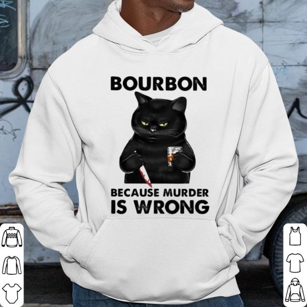 Pretty Black Cat Bouron Because Murder Is Wrong Drink Coffee shirt