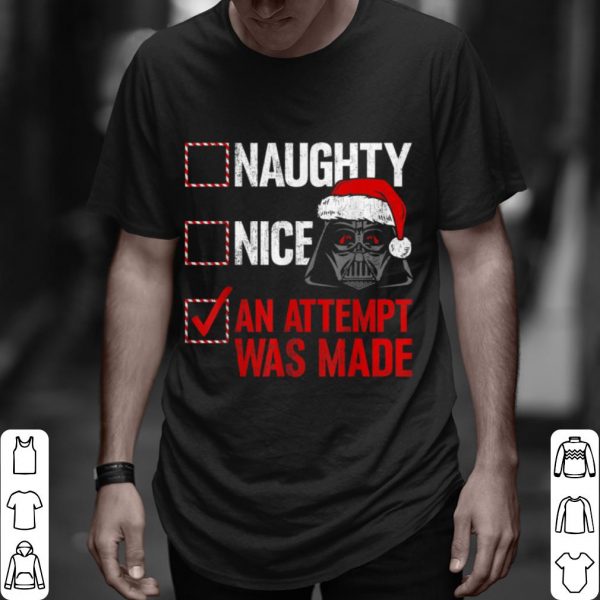 Official Star Wars Darth Vader Naughty or Nice An Attempy Was Made Checklist shirt