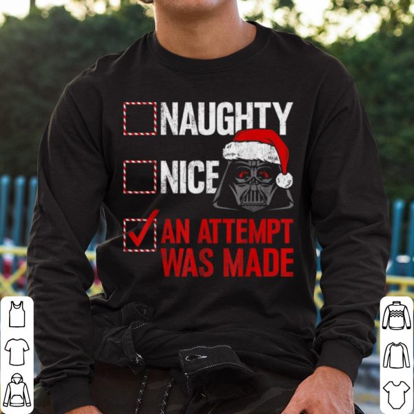 Official Star Wars Darth Vader Naughty or Nice An Attempy Was Made Checklist shirt
