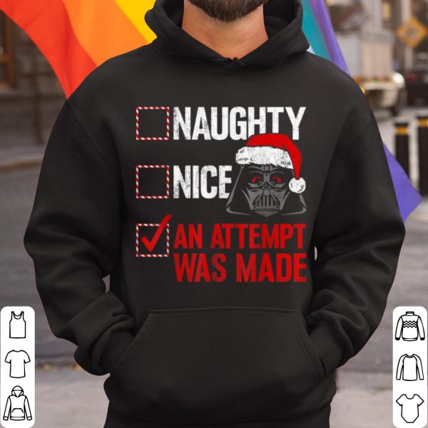 Official Star Wars Darth Vader Naughty or Nice An Attempy Was Made Checklist shirt