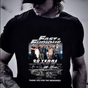 Awesome Fast and Furious Season 9 20 years 2001-2021 signatures thank you for the memories shirt 1