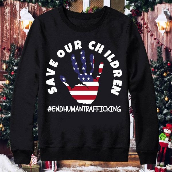 Hot Save Our Children End Human Trafficking American Flag For Patriots shirt