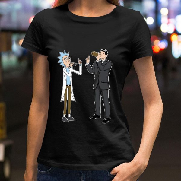Hot Rick And Morty Archer Drink Wine shirt