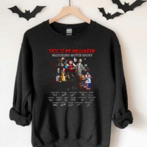 All Horror Movie Character Signatures Halloween Shirt, This Is My Halloween Watching Movie Shirt Signatures Shirt 3