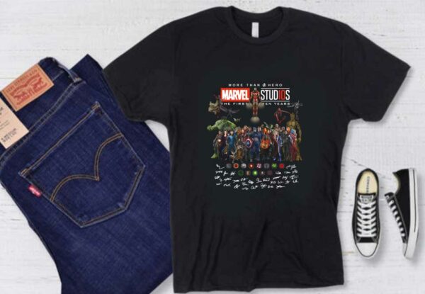 Avengers Marvel Stud10s Signatures Shirt, Avengers More Than A Hero Marvel Stud10s The First Ten Years Signatures Shirt