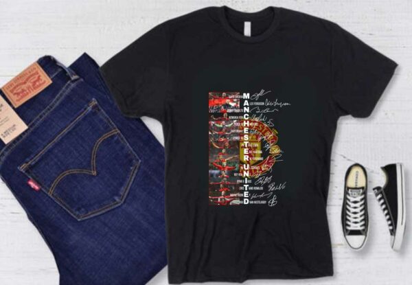 Awesome Manchester Legend Shirt, Awesome Manchester United David Beckham Alex Ferguson Bobby Charlton Signatures Shirt