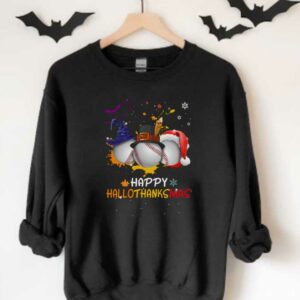 Baseball Witch Turkey Santa Hat Happy Hallothanksmas Shirt, Baseball Hallothanksmas Shrit 3