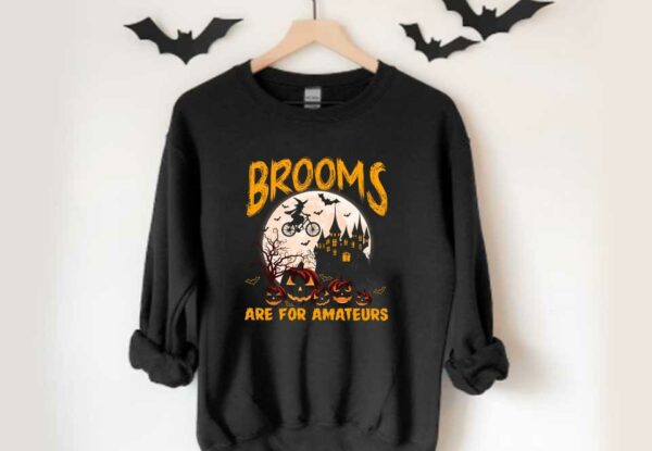 Brooms Are For Amateurs Witch Riding Bike Cycling Halloween Shirt, Brooms Are For Amteurs Witch Bike Halloween Shirt,