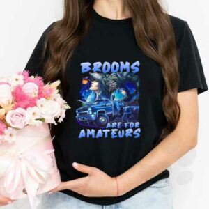 Brooms Witch And Jeeps In The Blue Forest Shirt, Brooms Are For Amateurs Blue Halloween Shirt 2