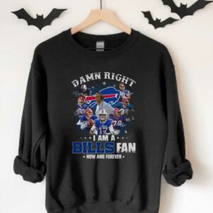 Buffalo Bills Team Football Players Shirt, Damn Right I Am A Buffalo Bills Fan Now And Forever Signatures Shirt 3