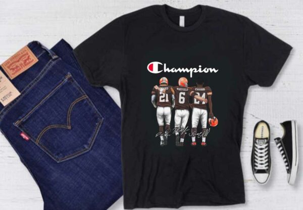 Champion Cleveland Browns Best Player Shirt, Logo Champion Cleveland Browns Mayfield Ward Chubb Signatures Shirt