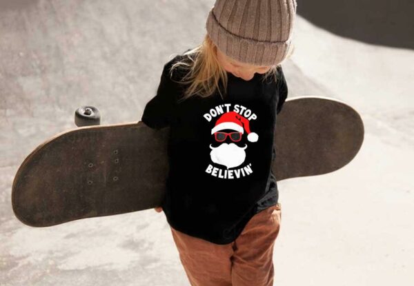 Cool Santa Claus Christmas Shirt, Don't Stop Believing Cool Shades Santa Christmas Shirt