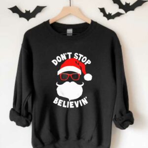 Cool Santa Claus Christmas Shirt, Don't Stop Believing Cool Shades Santa Christmas Shirt 3