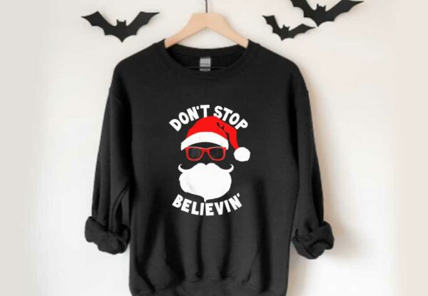 Cool Santa Claus Christmas Shirt, Don't Stop Believing Cool Shades Santa Christmas Shirt