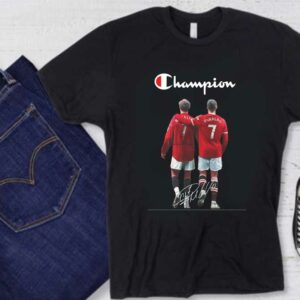 Cr7 In Red Devil Shirt, 7 Champion Ronaldo In MU Shirt, Cristiano Ronaldo 7 Champions Signature Shirt