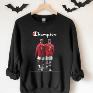 Cr7 In Red Devil Shirt, 7 Champion Ronaldo In MU Shirt, Cristiano Ronaldo 7 Champions Signature Shirt 3