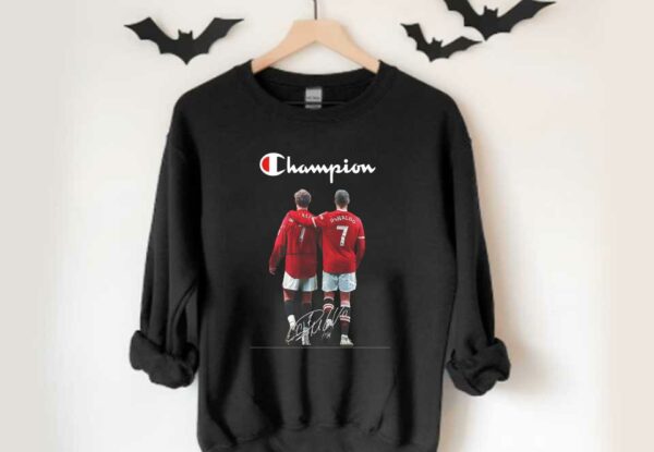 Cr7 In Red Devil Shirt, 7 Champion Ronaldo In MU Shirt, Cristiano Ronaldo 7 Champions Signature Shirt