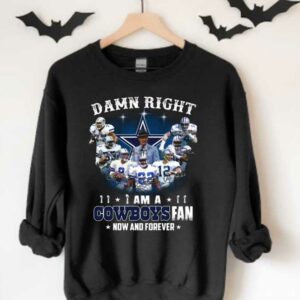 Dalas Cowboys Team Football Players Shirt, Damn Right I Am A Dalas Cowboys Fan Now And Forever Signatures Shirt 3