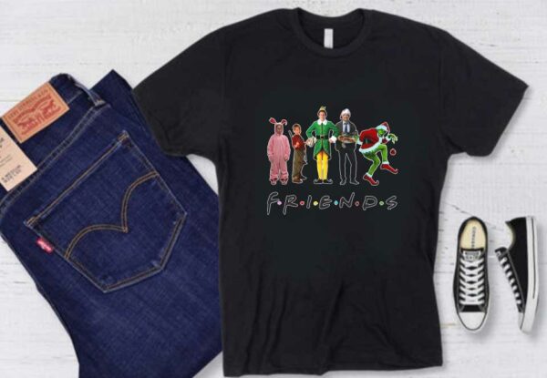 Friends Elf Grinch Kevin Friends Happy Christmas Shirt, Friends Christmas Movie Characters Shirt