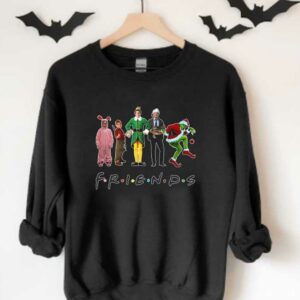 Friends Elf Grinch Kevin Friends Happy Christmas Shirt, Friends Christmas Movie Characters Shirt 3