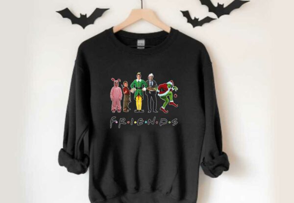 Friends Elf Grinch Kevin Friends Happy Christmas Shirt, Friends Christmas Movie Characters Shirt