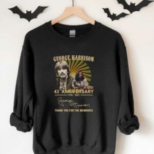 George Harrison Shirt, George Harrison 43rd Anniversary 1958 2001 Signature Thank You For The Memories Shirt 3