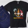 Flamingo Witch Santa Claus Christmas Shirt, Flamingo Happy Hallothanksmas Shirt