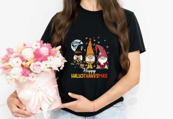 Gnomes Witch Gnomes Santa Claus Hallothanksmas Shirt, Halloween Gnomes Witch Pumpkin Happy Hallothanksmas Shirt