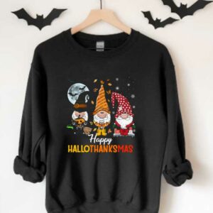 Gnomes Witch Gnomes Santa Claus Hallothanksmas Shirt, Halloween Gnomes Witch Pumpkin Happy Hallothanksmas Shirt 3