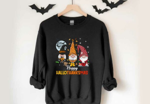 Gnomes Witch Gnomes Santa Claus Hallothanksmas Shirt, Halloween Gnomes Witch Pumpkin Happy Hallothanksmas Shirt