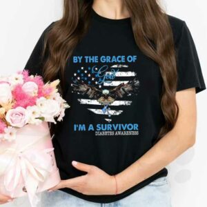 God Eagles I'm A Survivor Diabetes Awareness Shirt, By The Grace Of God I'm A Survivor Diabetes Awareness Shirt 2