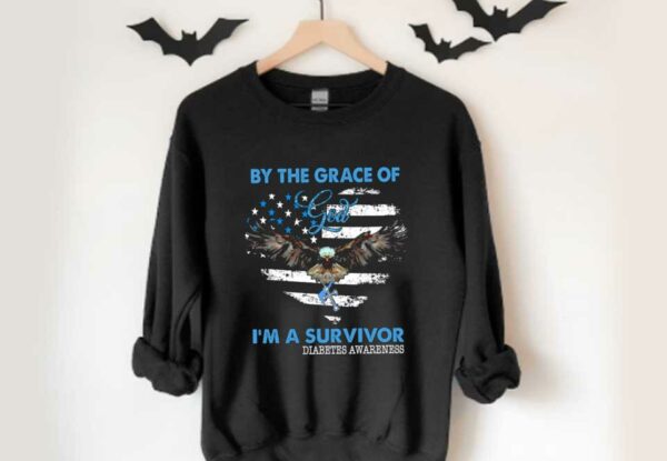 God Eagles I'm A Survivor Diabetes Awareness Shirt, By The Grace Of God I'm A Survivor Diabetes Awareness Shirt