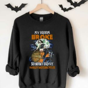 Harley Davidson Halloween Shirt, My Broom Broke Have A Great Day So Now I Drive A Harley Motorcycle Pumpkins Shirt 3 Harley Davidson Halloween Shirt, My Broom Broke Have A Great Day So Now I Drive A Harley Motorcycle Pumpkins Shirt 3