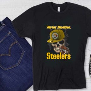 Harley Davidson Skull Steelers Logo Shirt, Skull Motor Harley Davidson Cycles Pittsburgh Steelers Logo Shirt